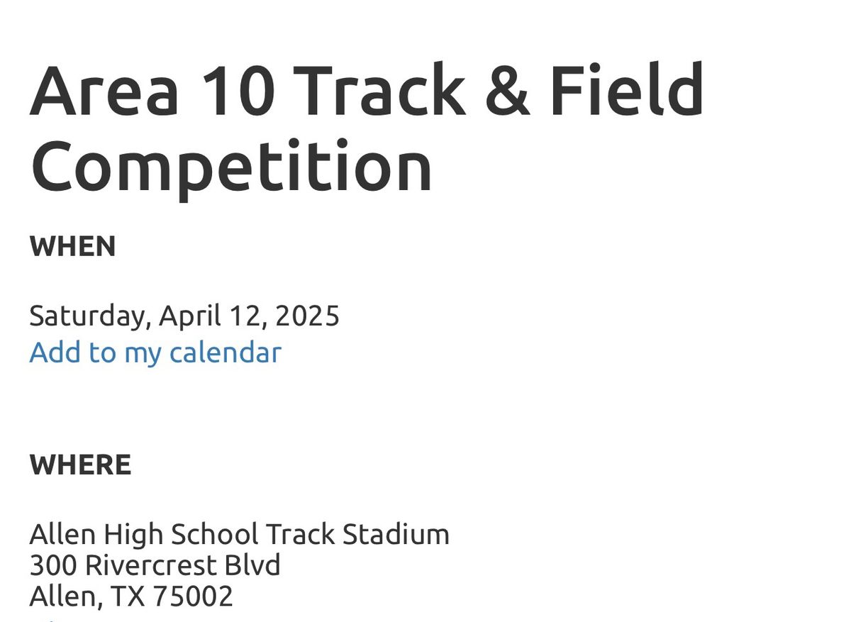 Area 10 Track and Field Competition 