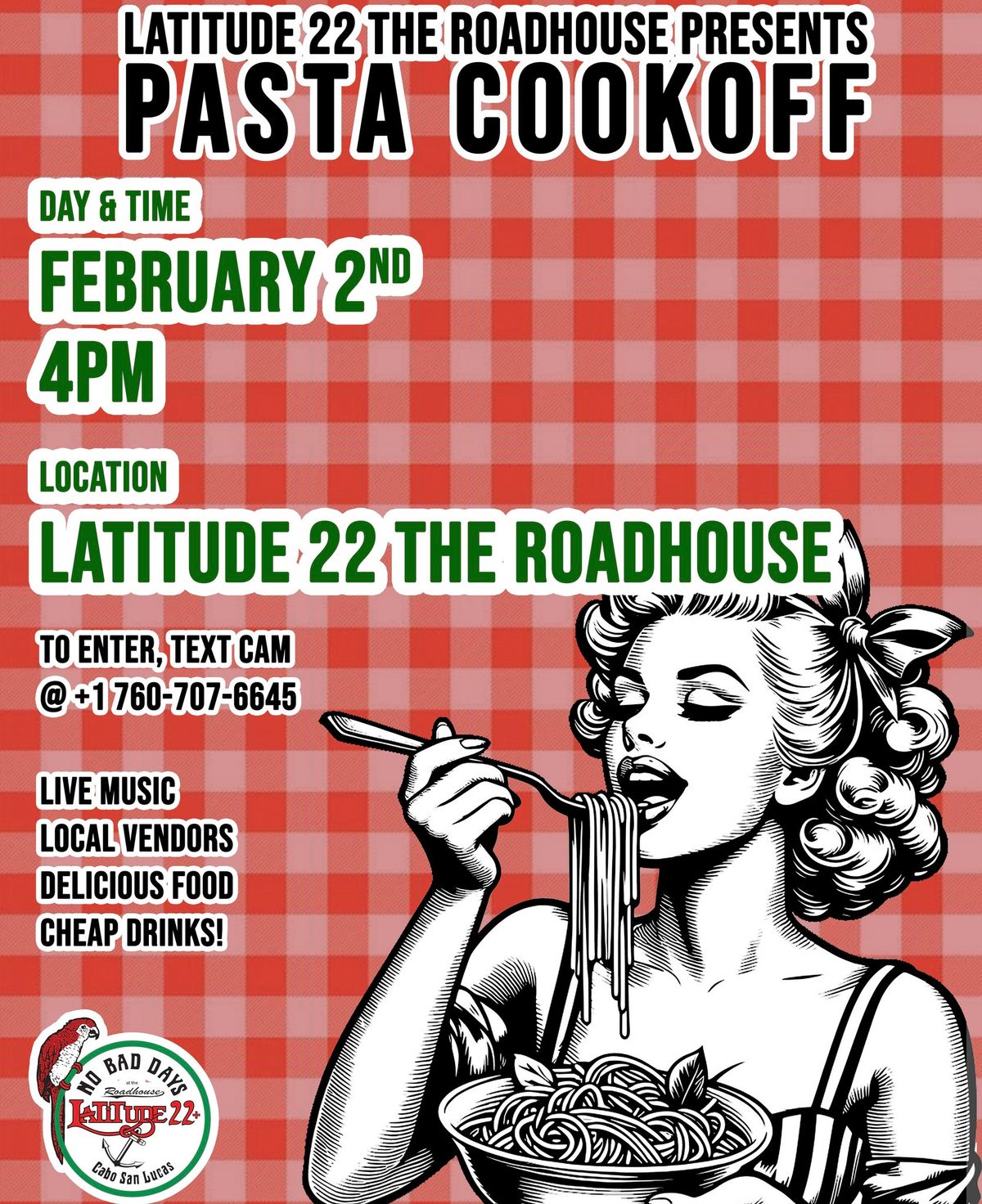 PASTA COOKOFF SUNDAY FEB 2nd