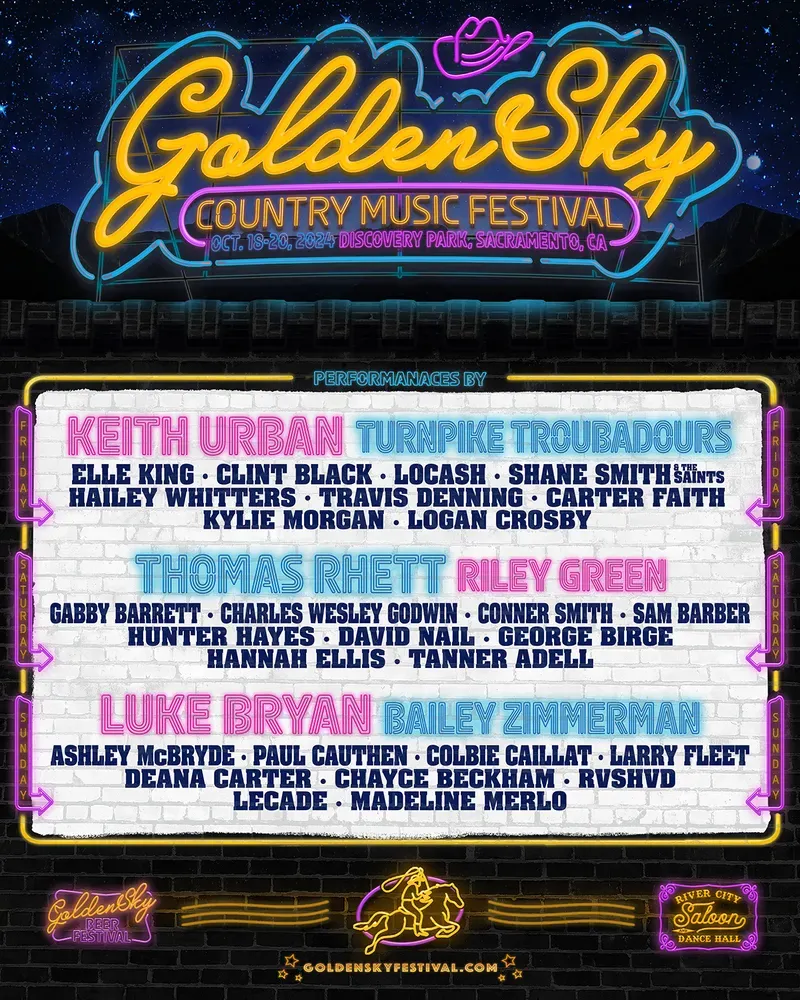 GoldenSky Country Music Festival - Saturday Pass - With Thomas Rhett, Riley Green, Gabby Barrett, and more!