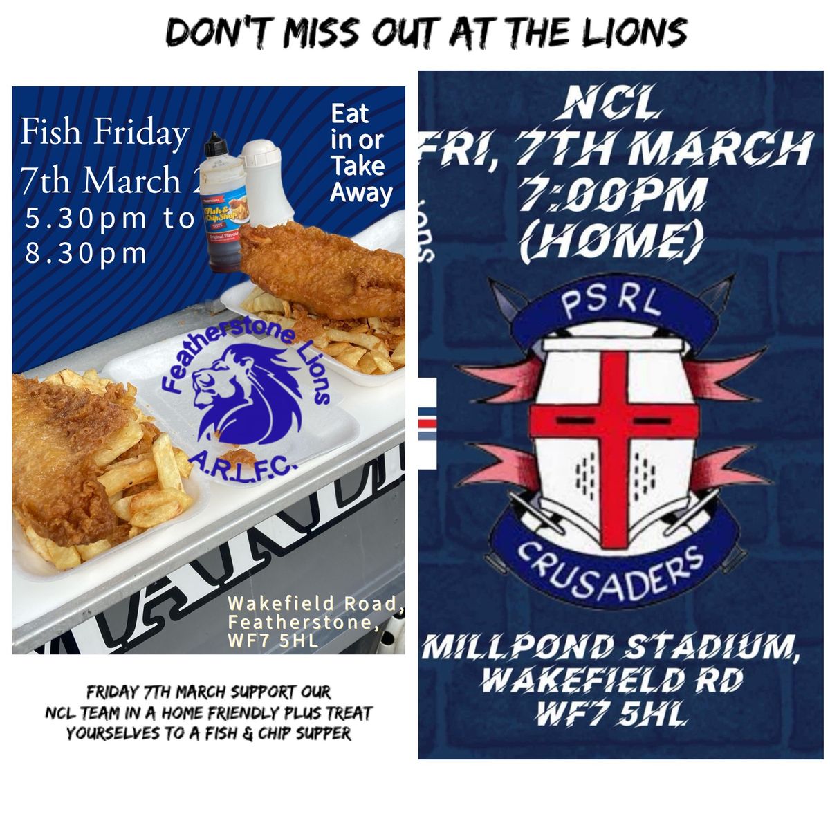 FISH FRIDAY & NCL FRIENDLY HOME GAME