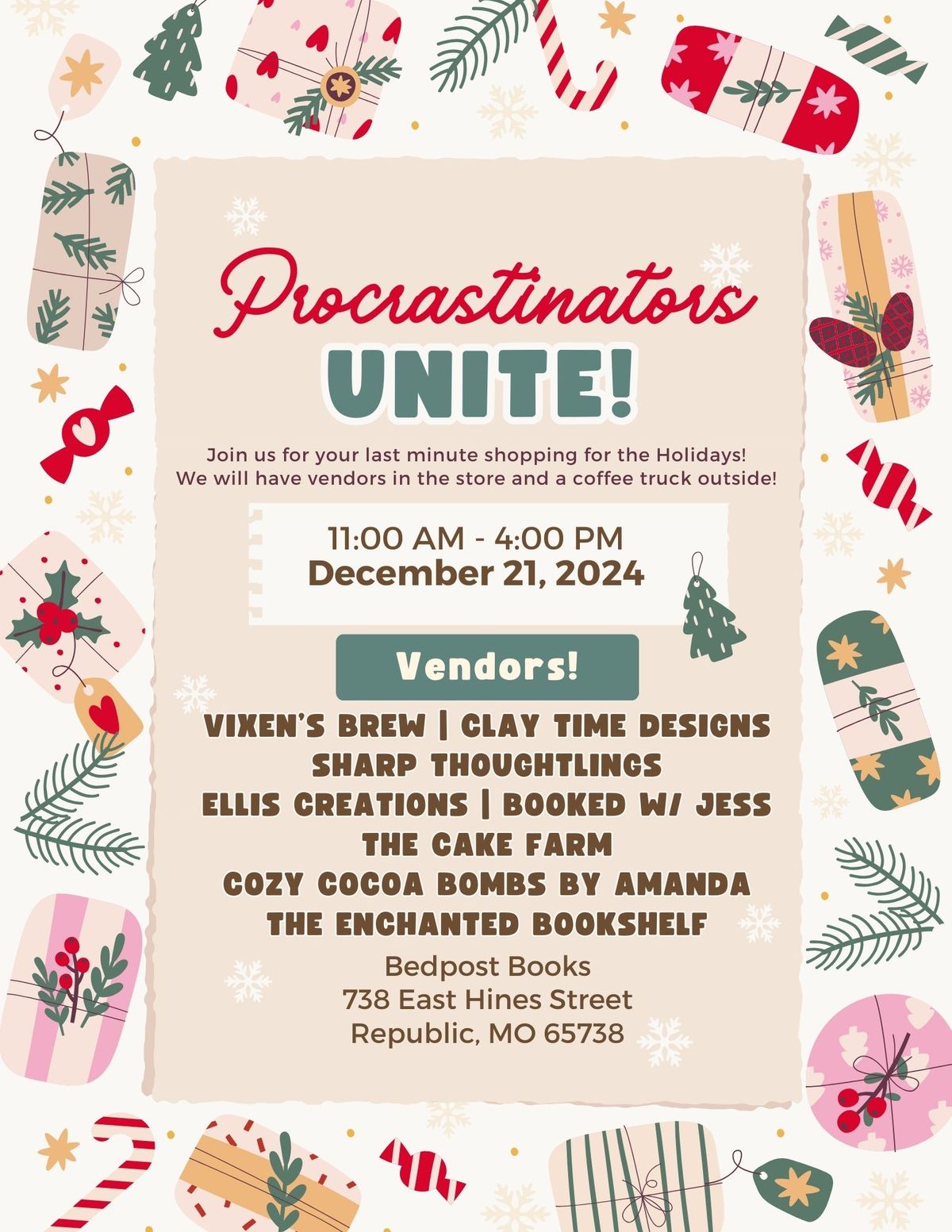 Procrastinators Unite! A last minute Bedpost Books Christmas shopping event!