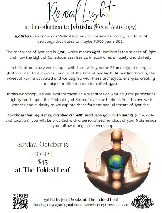 Reveal Light\nan Introduction to Jyotisha (Vedic Astrology) Workshop