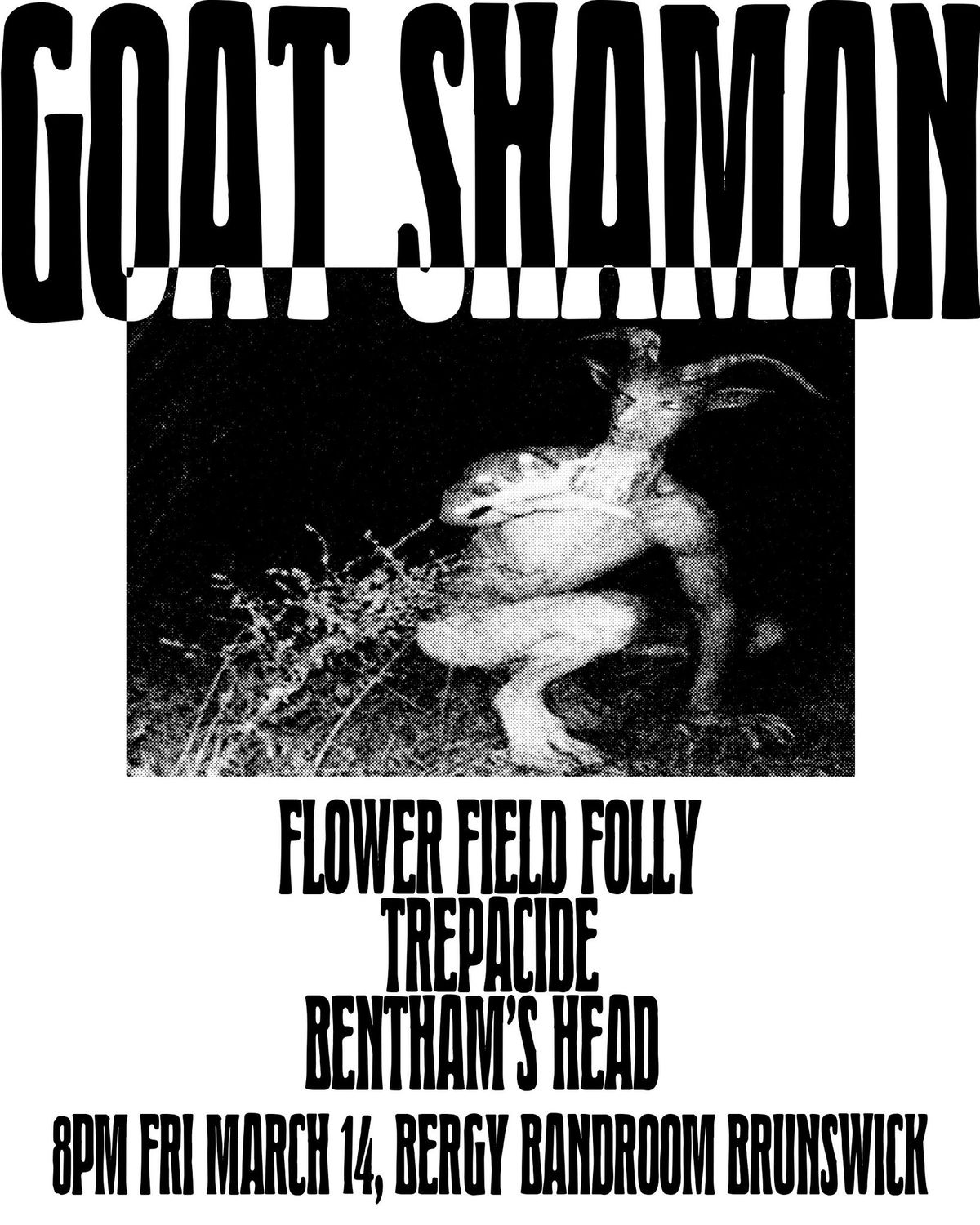 GOAT SHAMAN w\/ BENTHAM'S HEAD, FLOWER FIELD FOLLY, AND TREPACIDE  @ BERGY BANDROOM - Brunswick