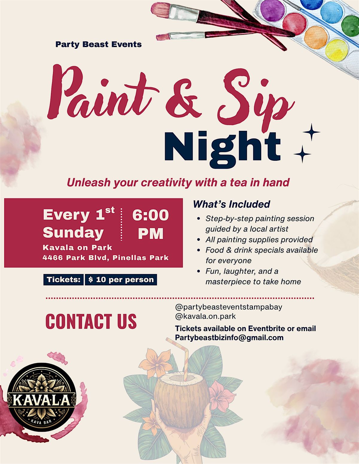 Paint & Sip Night at Kavala on Park