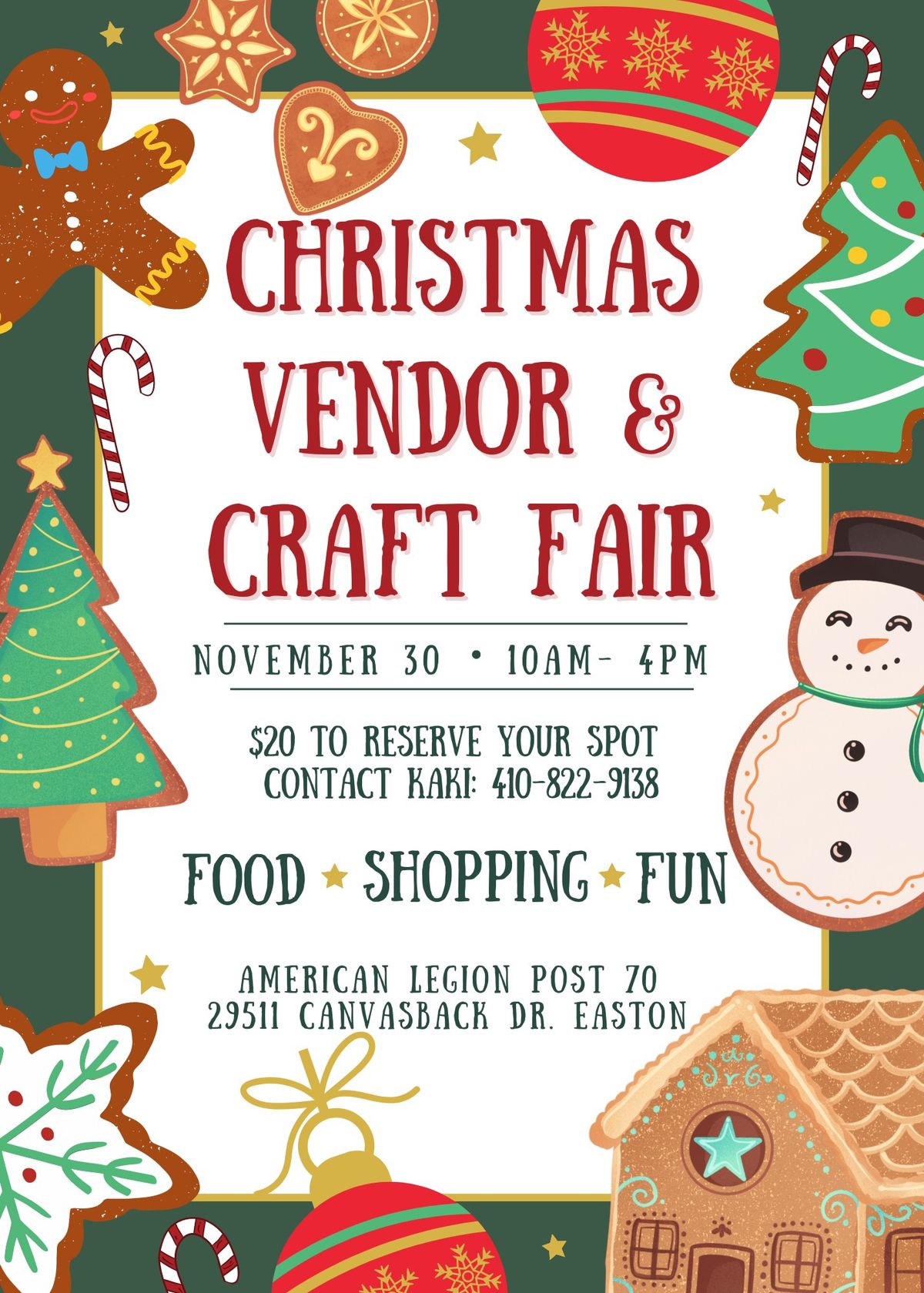 Christmas Vendor & Craft Fair- American Legion Post 70 