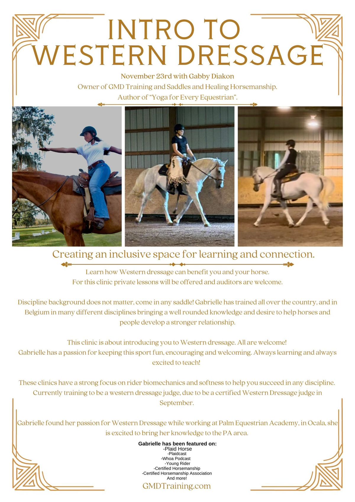 FREE Western Dressage Lessons and Classroom session!