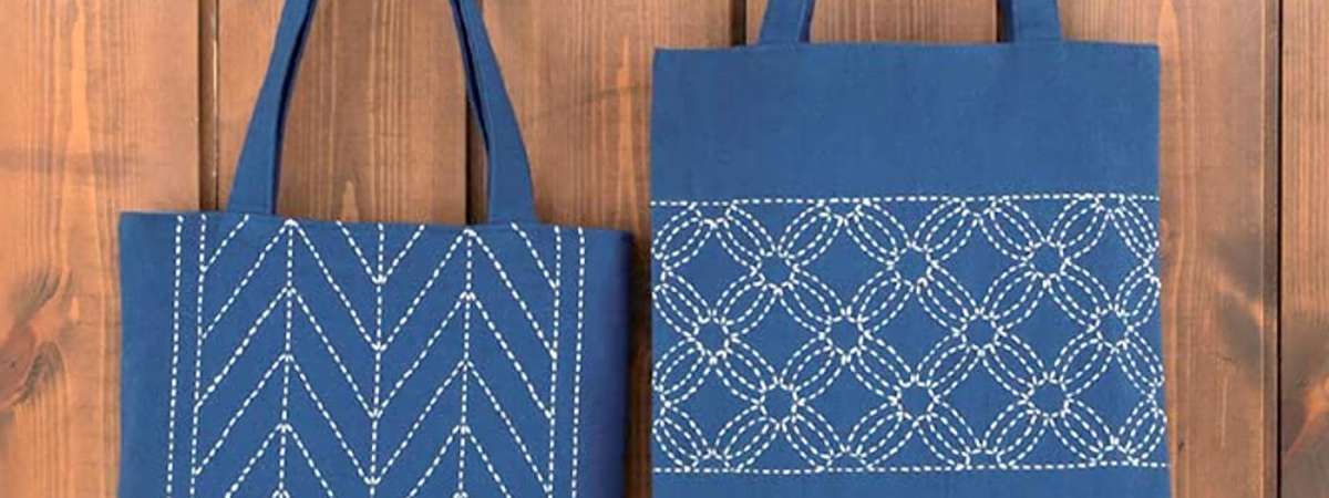 Winter Sashiko-inspired Tote Bag