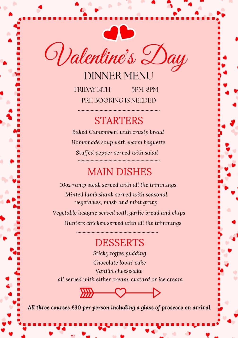 Valentine\u2019s Day Dinner Menu \u2665\ufe0f