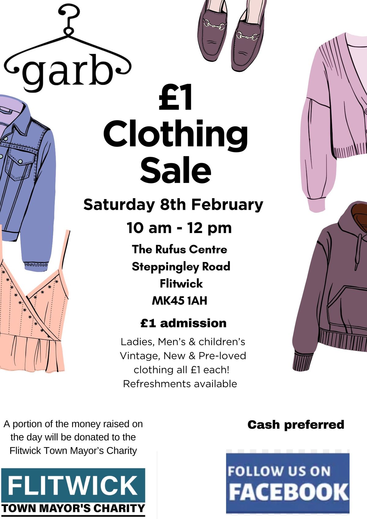 \u00a31 Men\u2019s, Ladies & Children\u2019s Mega Clothing event at The Rufus Centre 