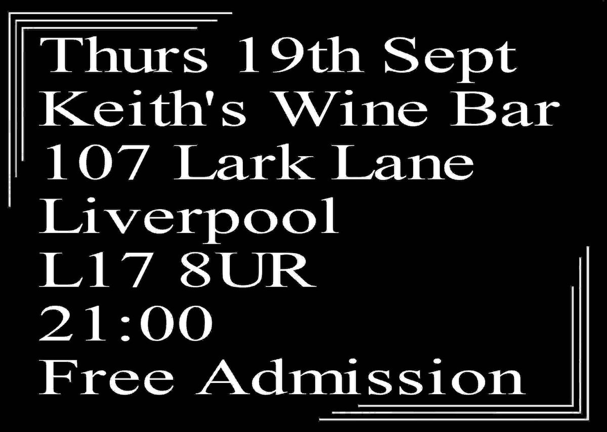 Speakeasy Bootleg Band at Keith's Wine Bar Thurs 19th Sept 9PM & 3rd Thurs every month