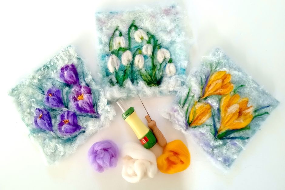 Spring Flowers in Needlefelt