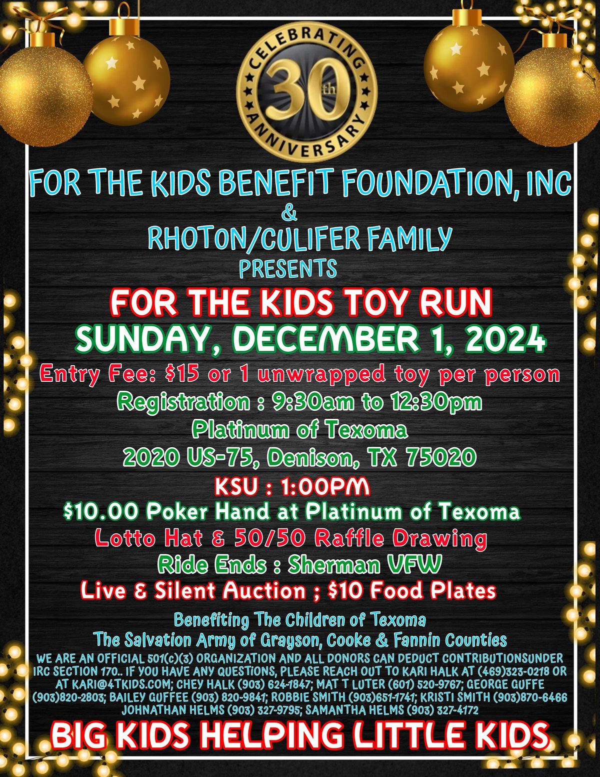 30th Annual FOR THE KIDS Toy Run