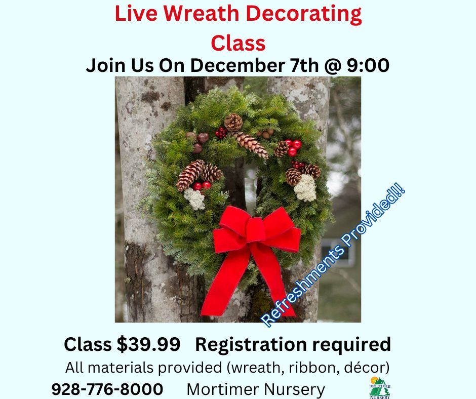 Live Christmas Wreath Decorating Class