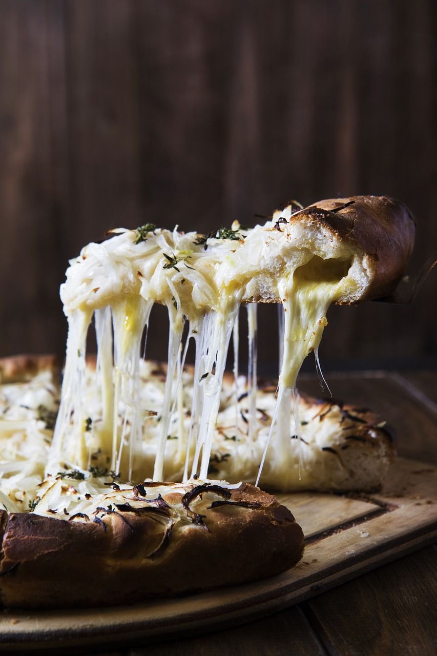 Focaccia Pizza and Mozzarella Stretch