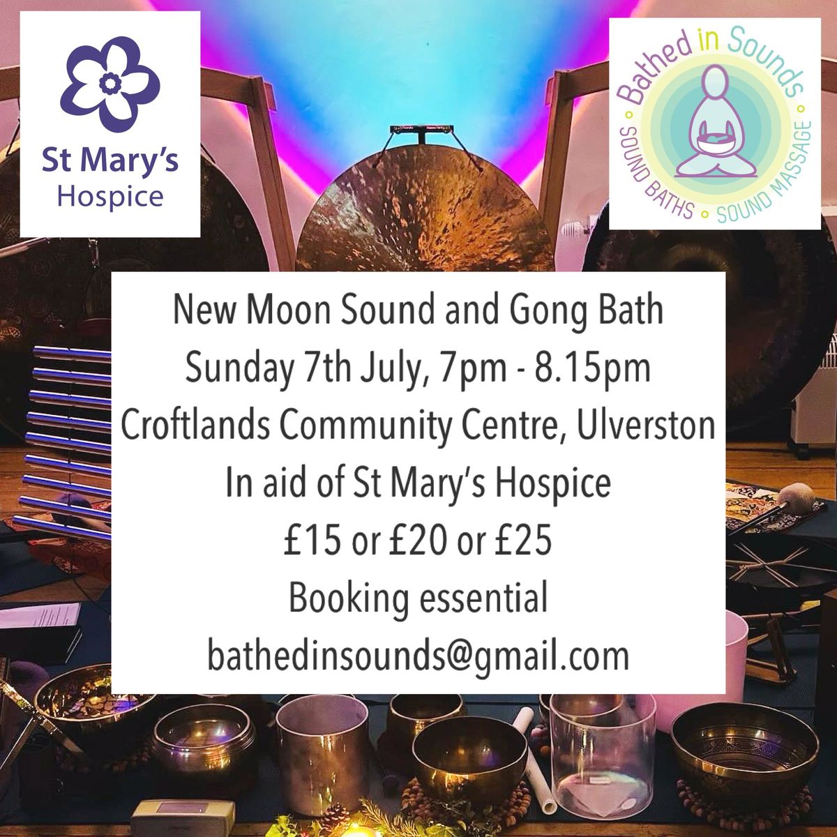 New Moon Sound and Gong Bath in aid of St Mary\u2019s Hospice