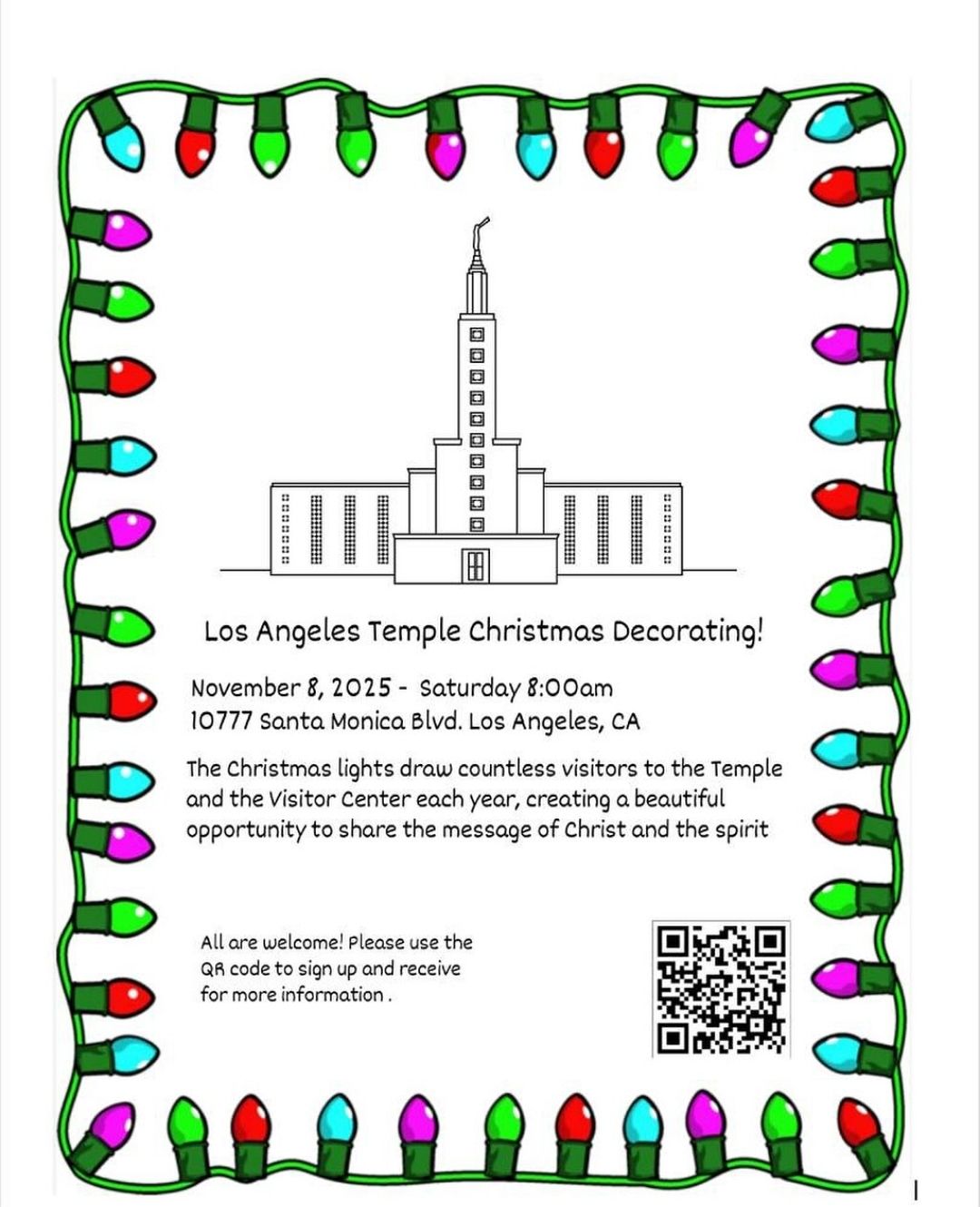 LA Temple Christmas Decorating Activity