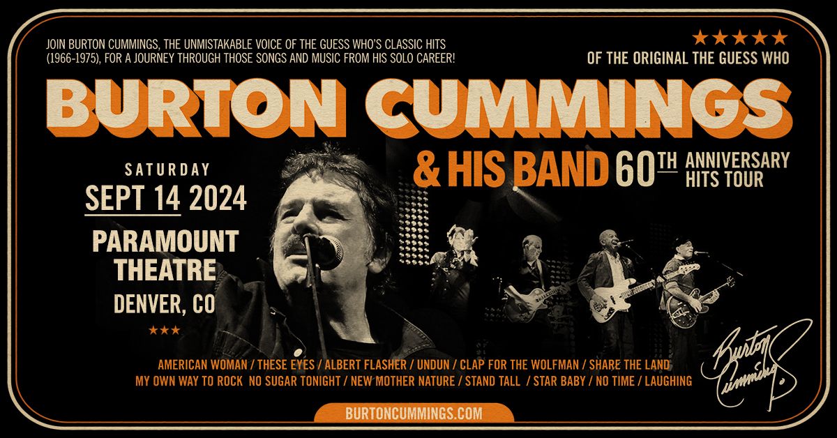 Burton Cummings of the Original 'The Guess Who' 60th Anniversary Tour