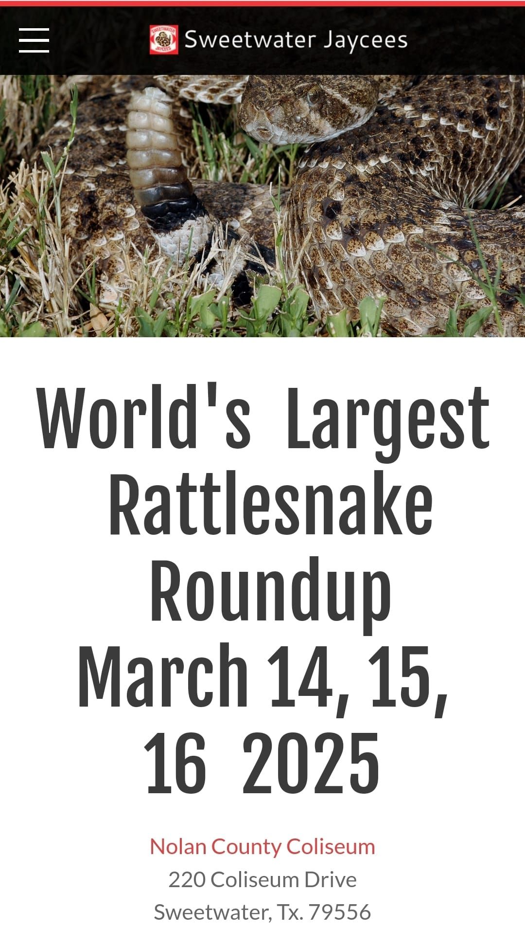 2025 Sweetwater Jaycee Rattle Snake Round Up