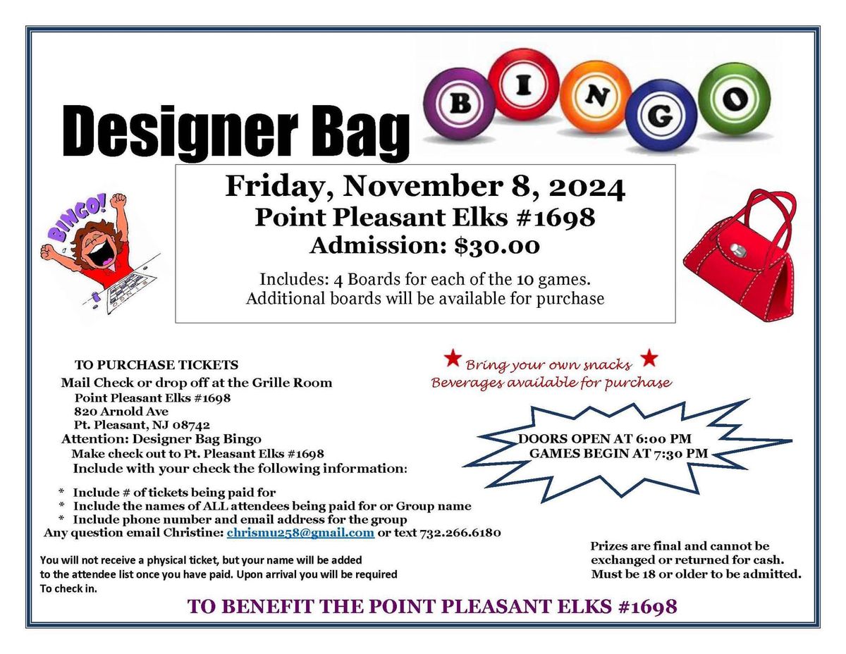 SOLD OUT - Designer Bag Bingo 