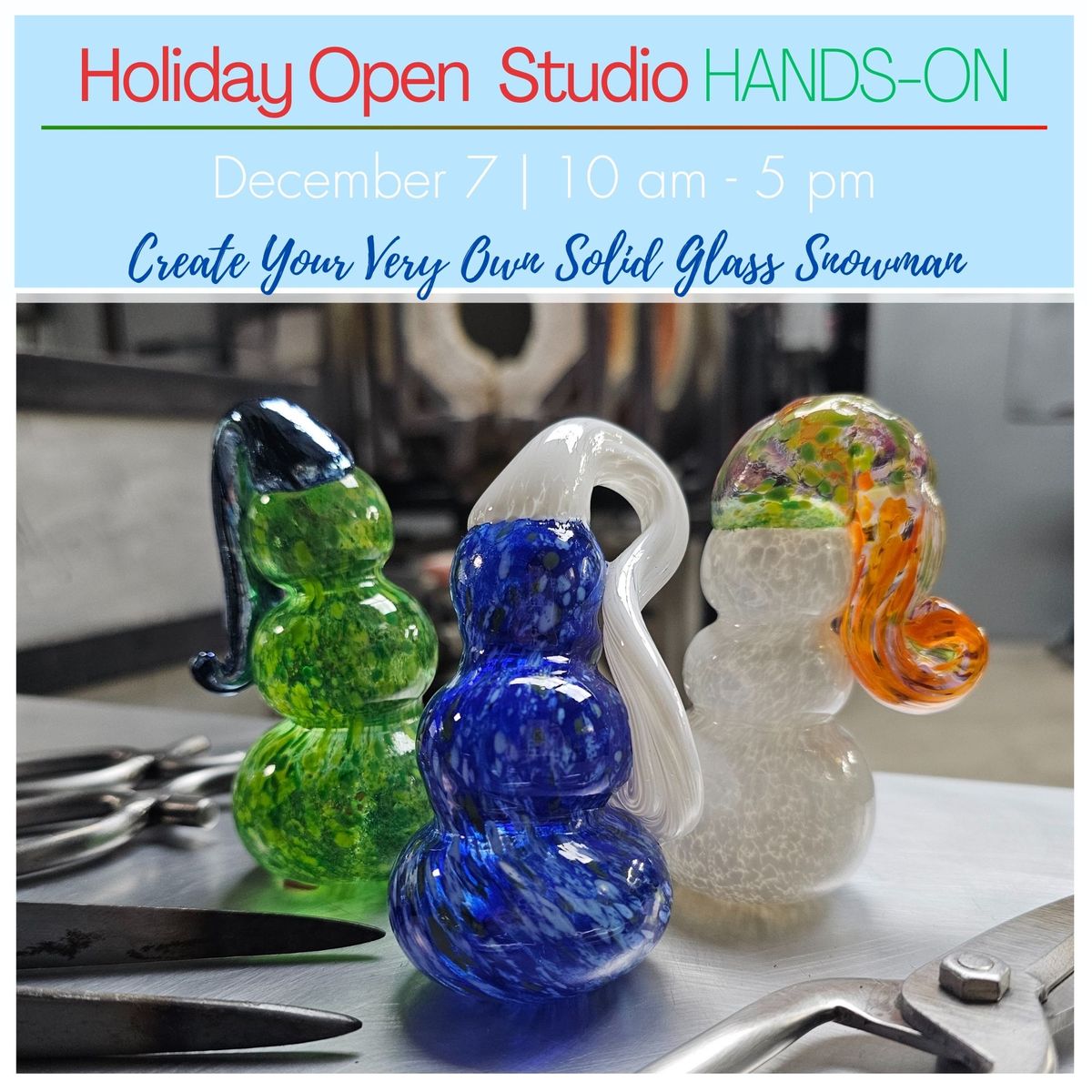 Holiday Open Studio Solid Sculpted Glass Snowman DIY Hands-on Experience