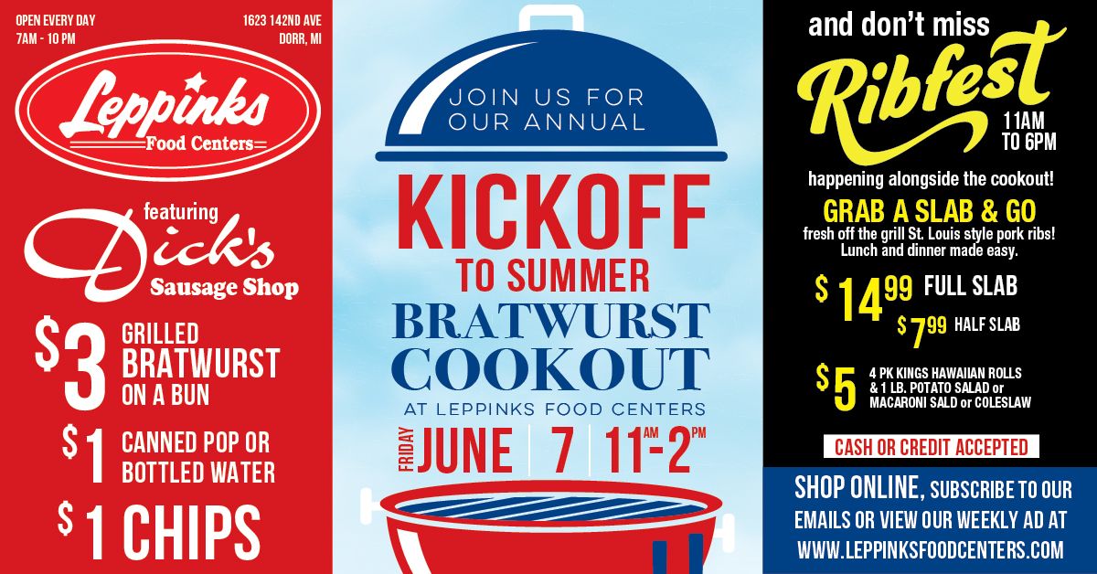 Dorr Kickoff to Summer Bratwurst Cookout & Ribfest! 