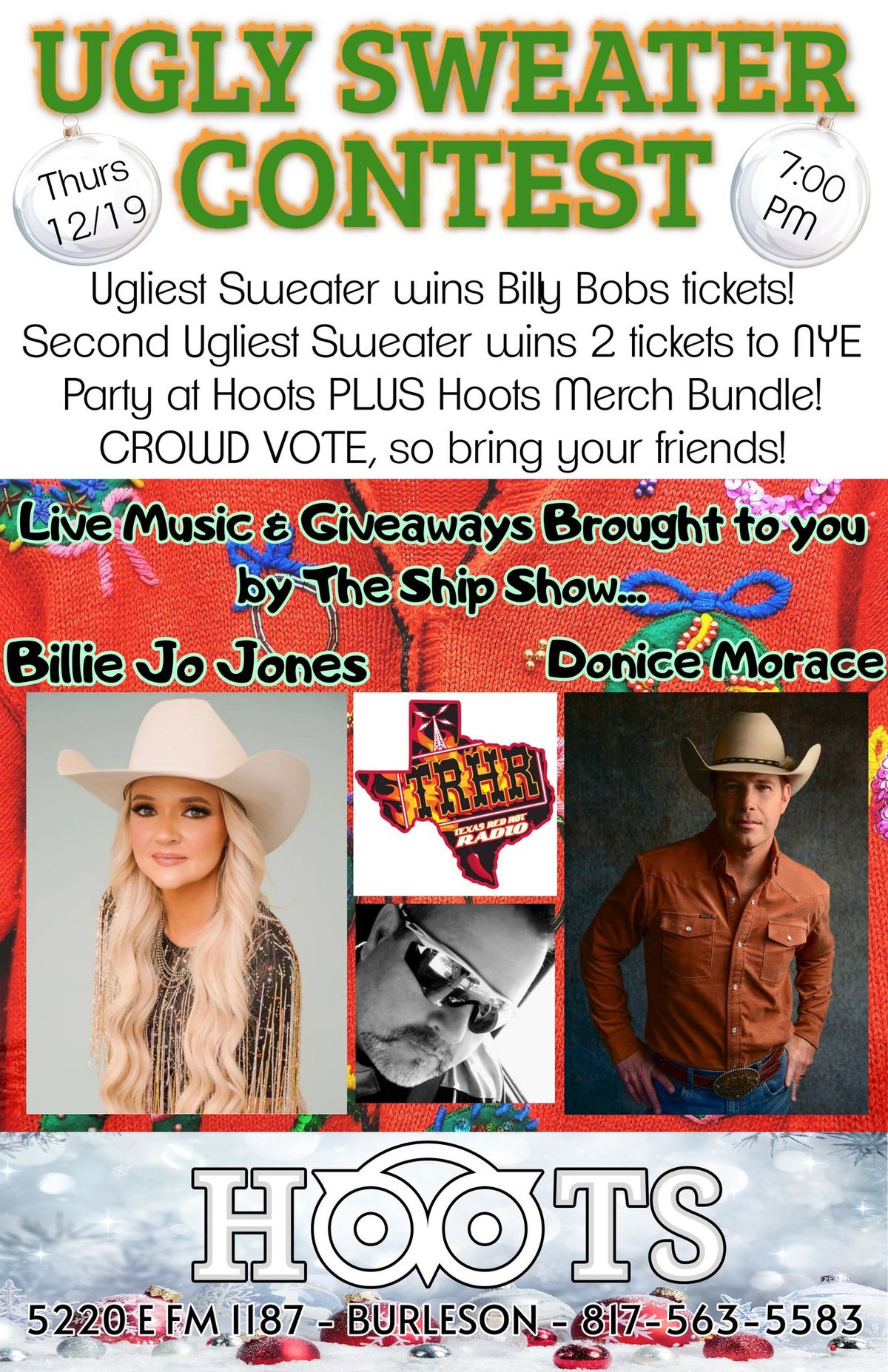 SHIP SHOW LIVE @HOOTS w\/ BILLIE JO JONES & DONICE MORACE