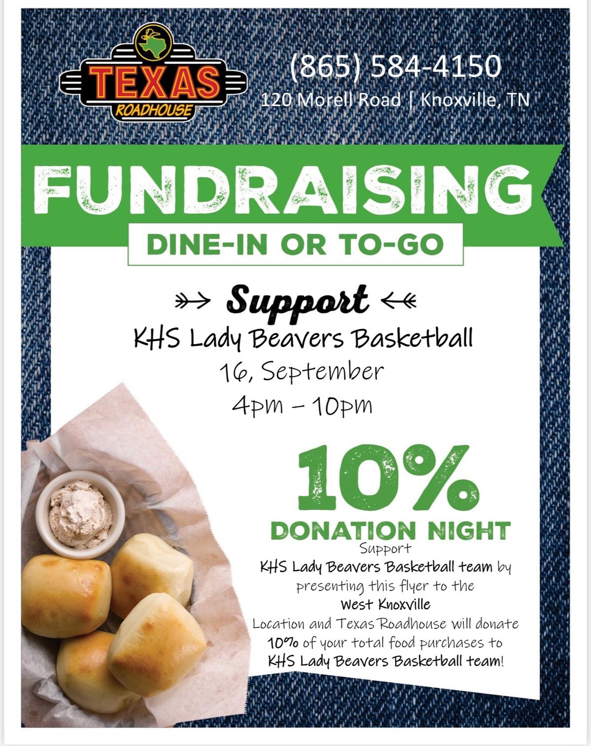 Lady Beavers Fundraiser at Texas Roadhouse