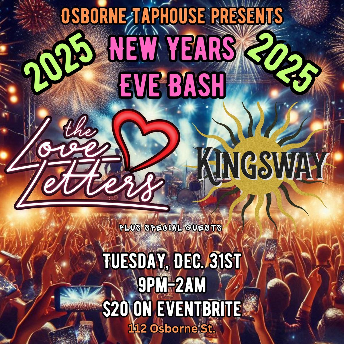 New Years Eve with The Love Letters and Kingsway Live at Osborne Taphouse!