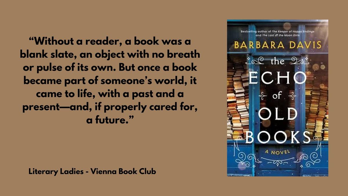 (EVENT FULL) November Book Club: The Echo of Old Books by Barbara Davis