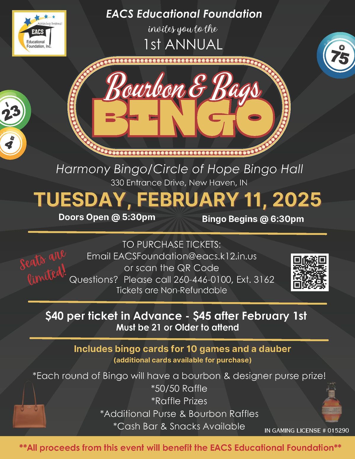 EACS Educational Foundation 1st Annual Bourbon & Bags Bingo