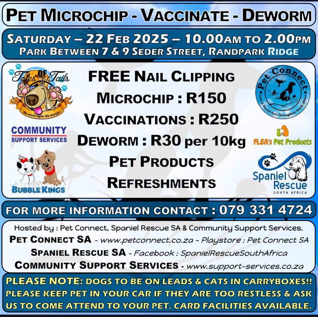 PET VACCINATIONS, MICROCHIP & DEWORMING 