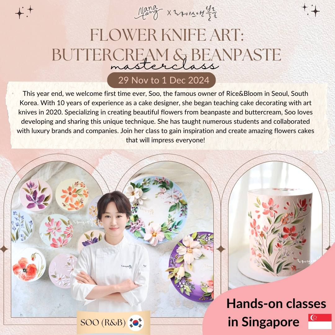 Rice & bloom palette knives flower art Masterclass Series in Singapore