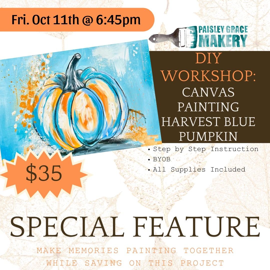 Canvas Painting: Harvest Blue Pumpkin