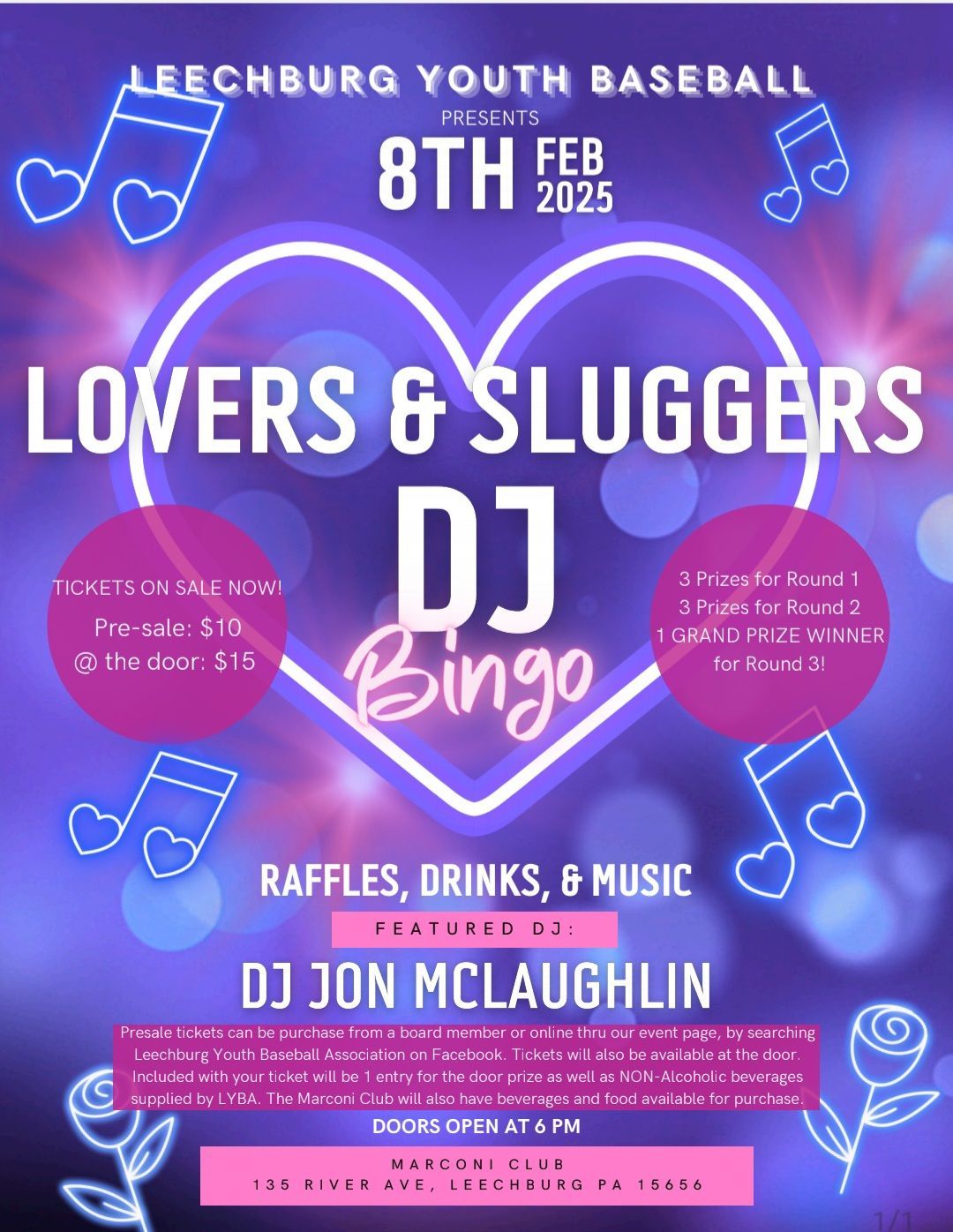 Lovers & Sluggers DJ Bingo