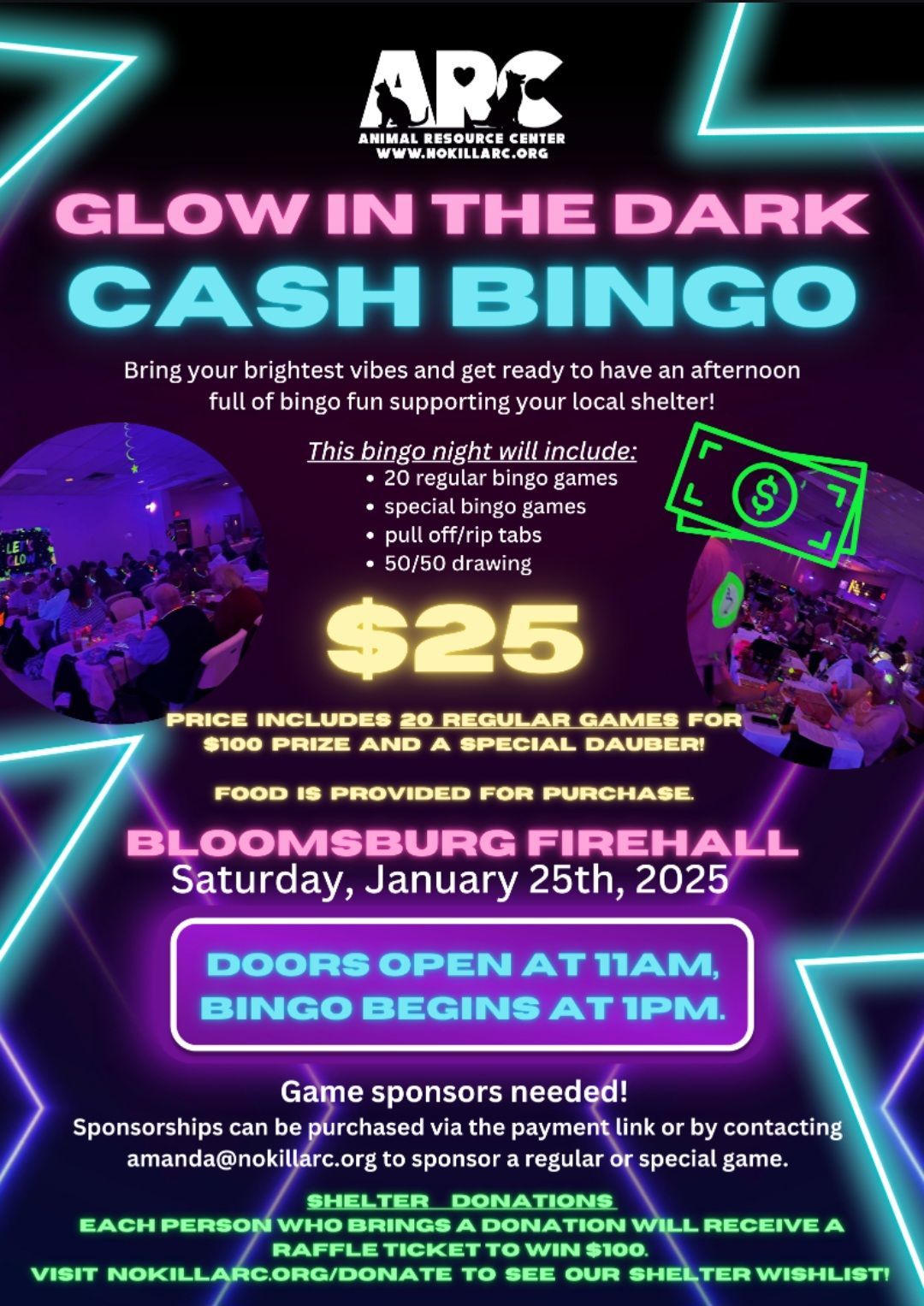 SOLD OUT!!  Glow in the Dark Cash BINGO