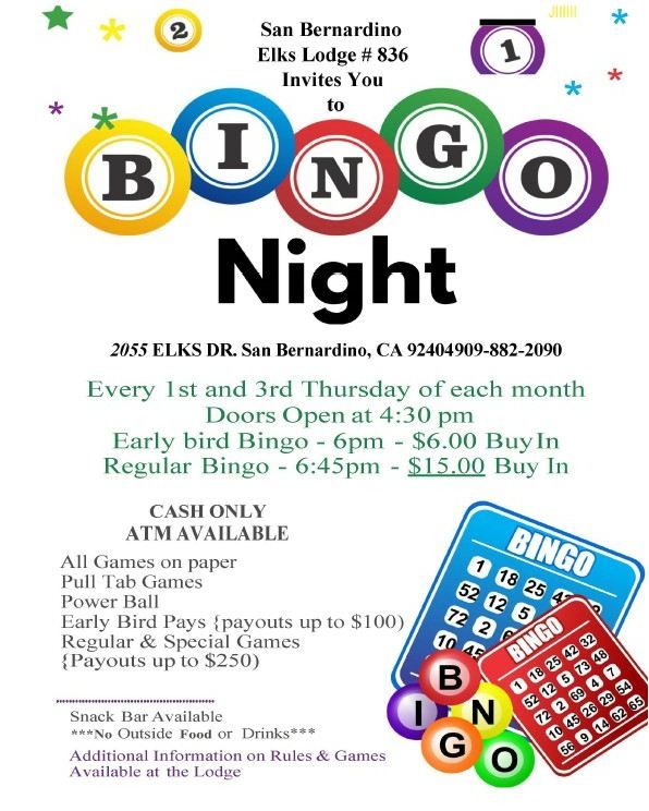 Bingo Night at the San Bernardino Elks Lodge