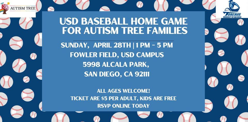 USD Baseball Home Game for Autism Tree Families 