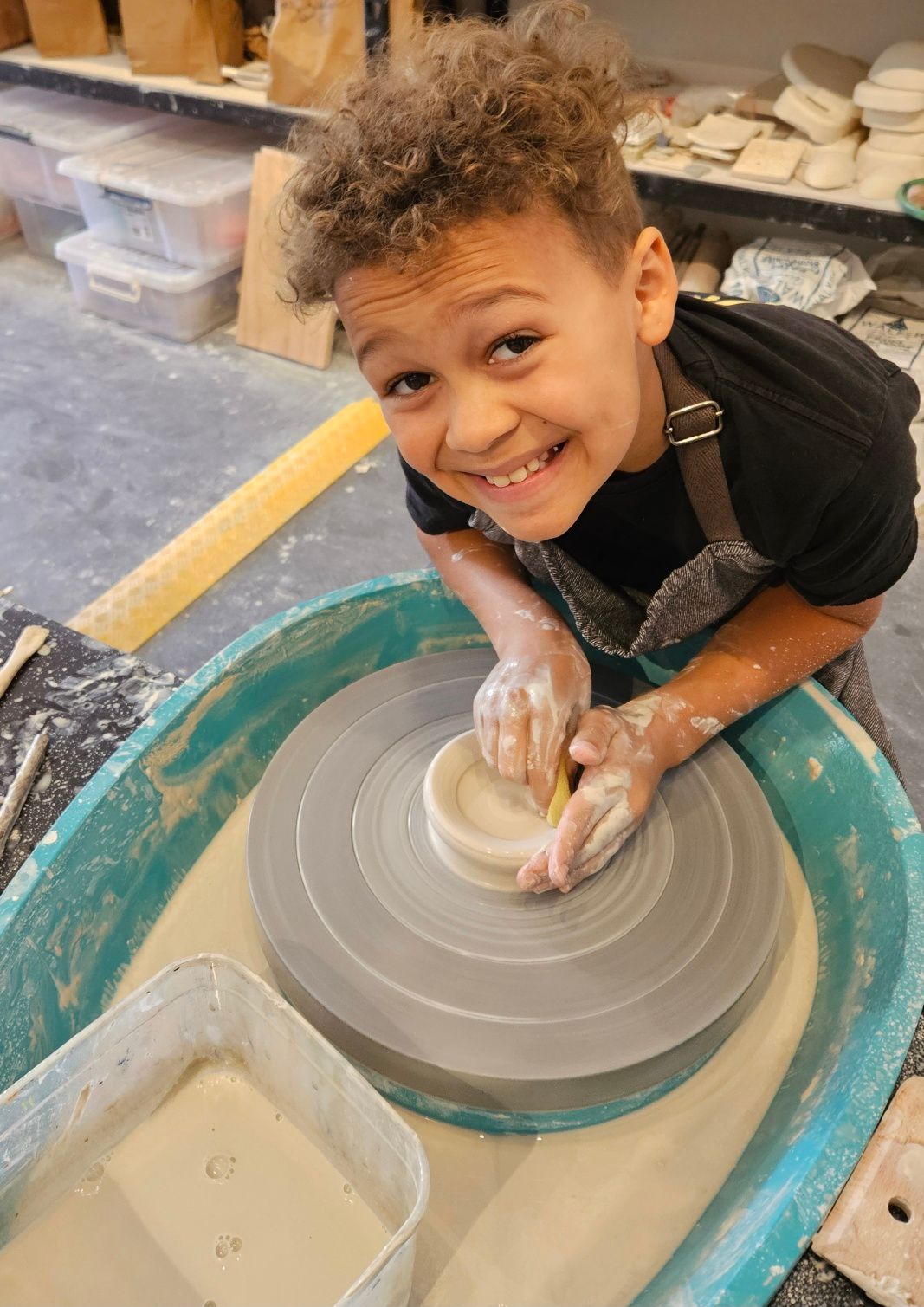 Kids Beginners Pottery Wheel Workshop Tuesday January 7th 2025