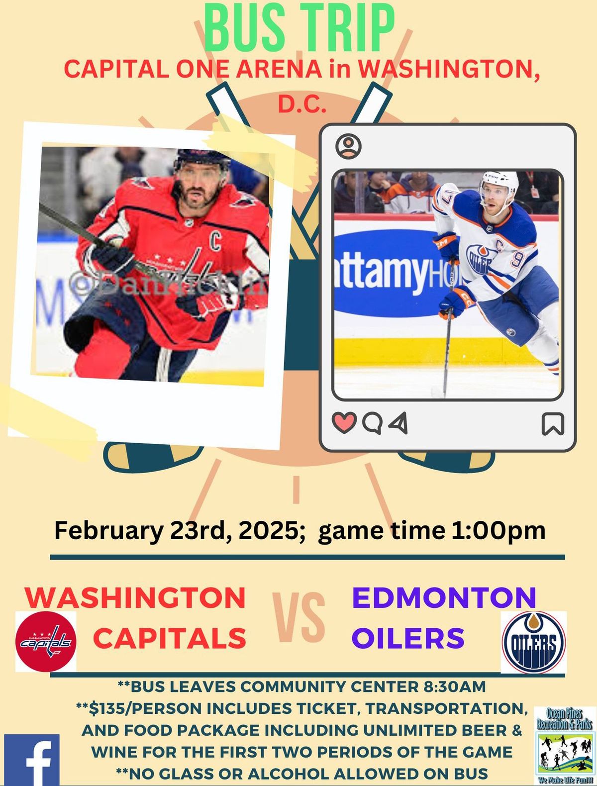 Bus Trip - Washington Capitals vs. Edmonton Oilers at Capital One Arena