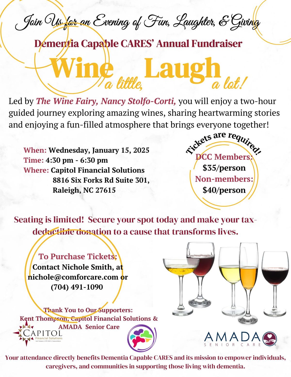 DCC's Annual "Wine A Little, Laugh A Lot" Fundraiser!