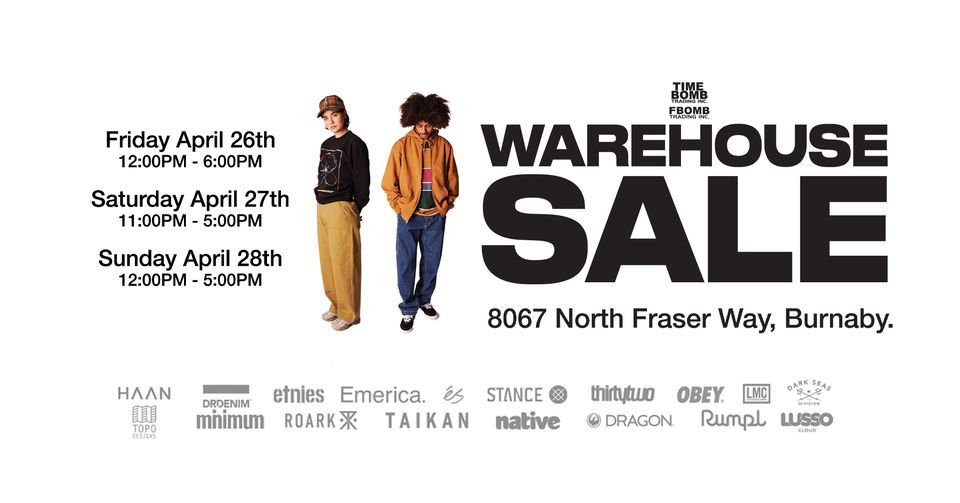 Massive Warehouse Sale (April 26-April 28, 2024)