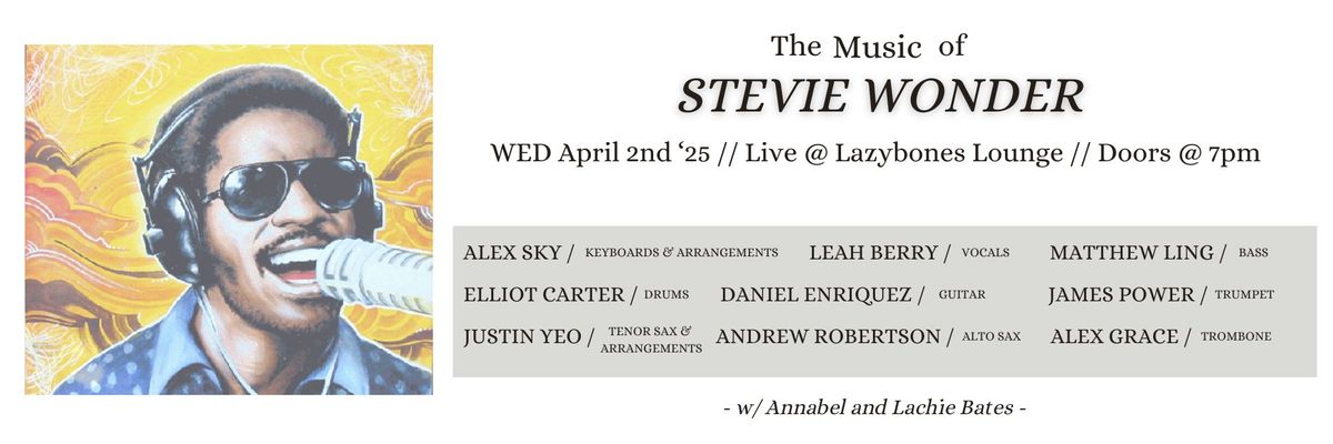 The Music of Stevie Wonder (9 piece) + Annabel & Lachie Bates