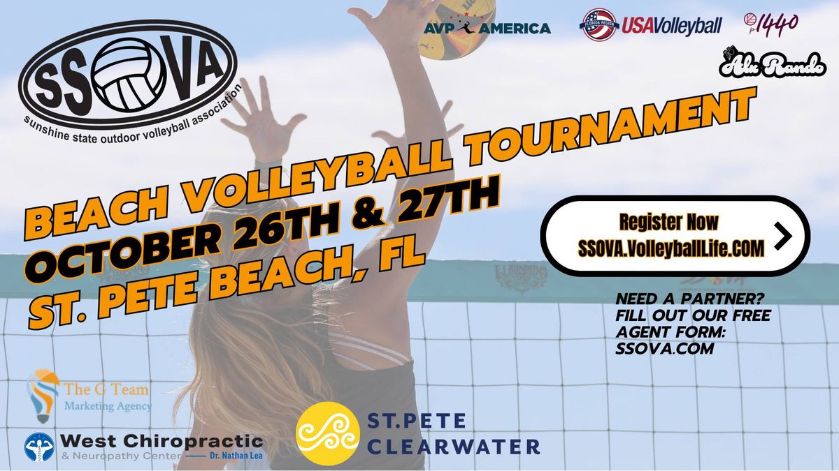 SSOVA's October 26th & 27th St. Pete Beach, Beach Volleyball Tournament