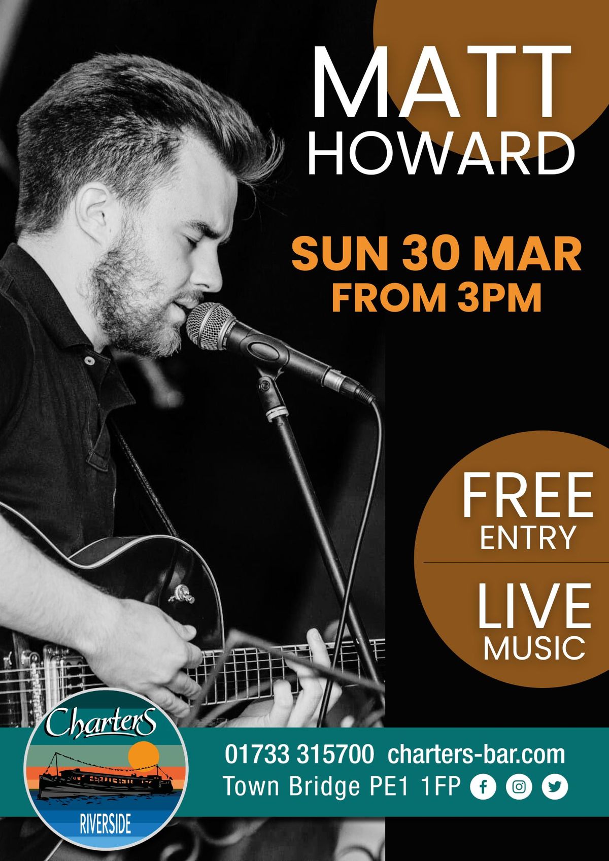 MATT HOWARD @CHARTERS - FREE ENTRY & LIVE MUSIC 