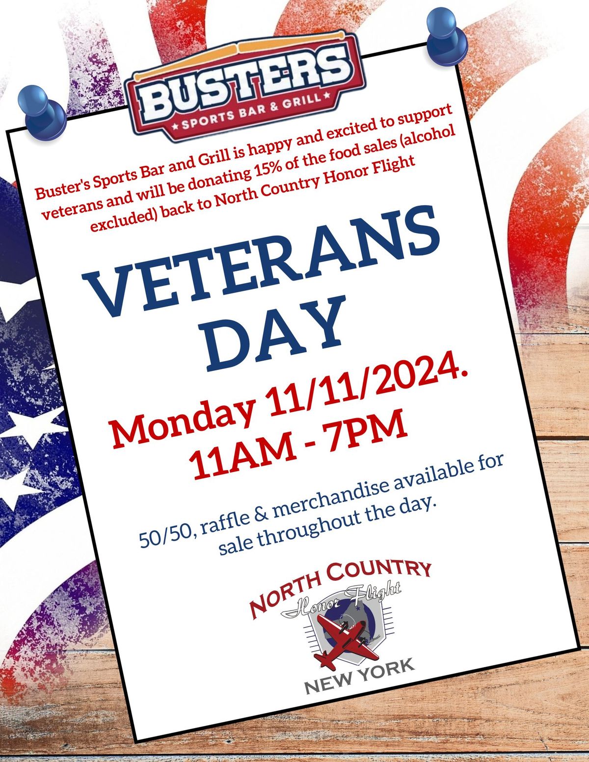 Veterans Day at Buster's Sports Bar & Grill 