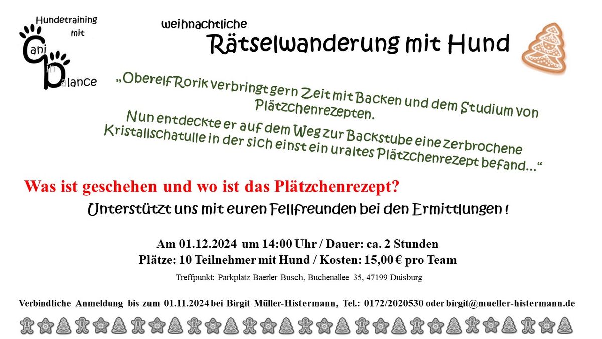 R\u00e4tselwanderung mit Hund - Das verschwundene Pl\u00e4tzchenrezept