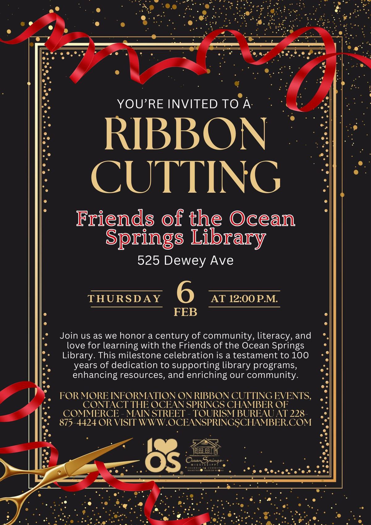 Ribbon Cutting - Friends of the Ocean Springs Library (100 Year Anniversary Celebration)