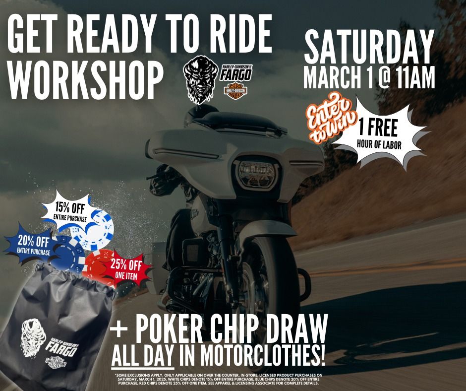 Get Ready to Ride Workshop + Poker Chip Draw