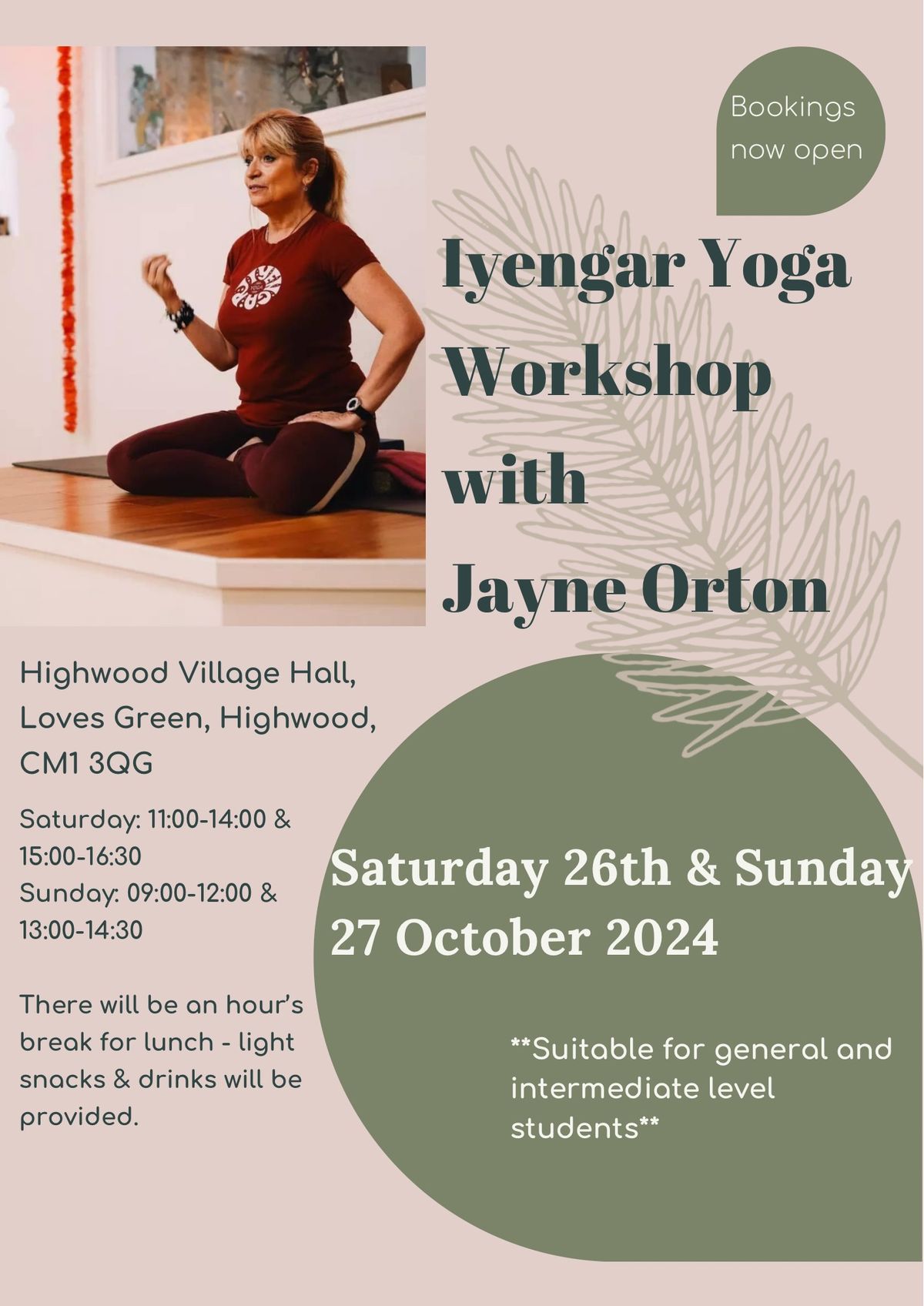 Iyengar Yoga Workshop with Jayne Orton