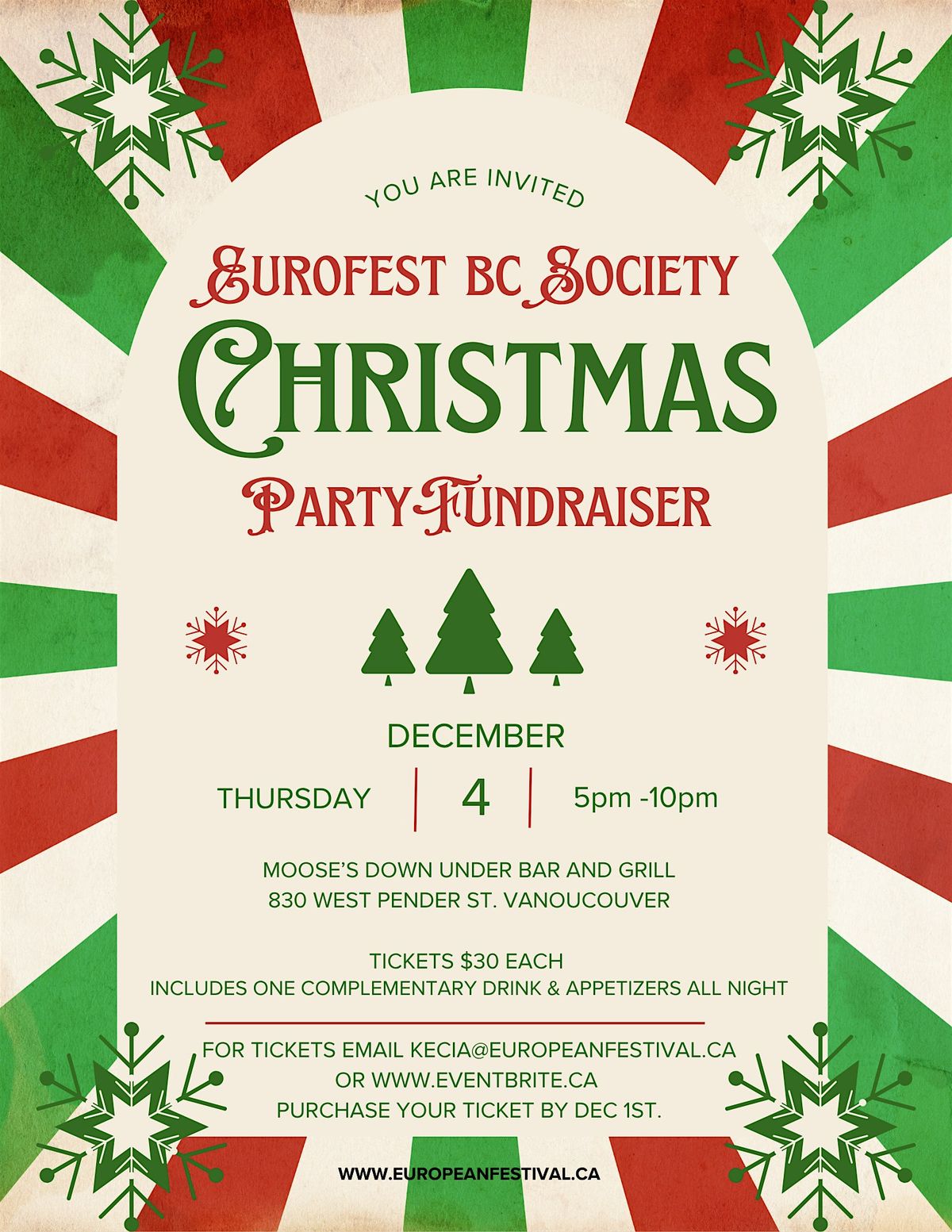 EuroFest BC Society Christmas Party Fundraiser